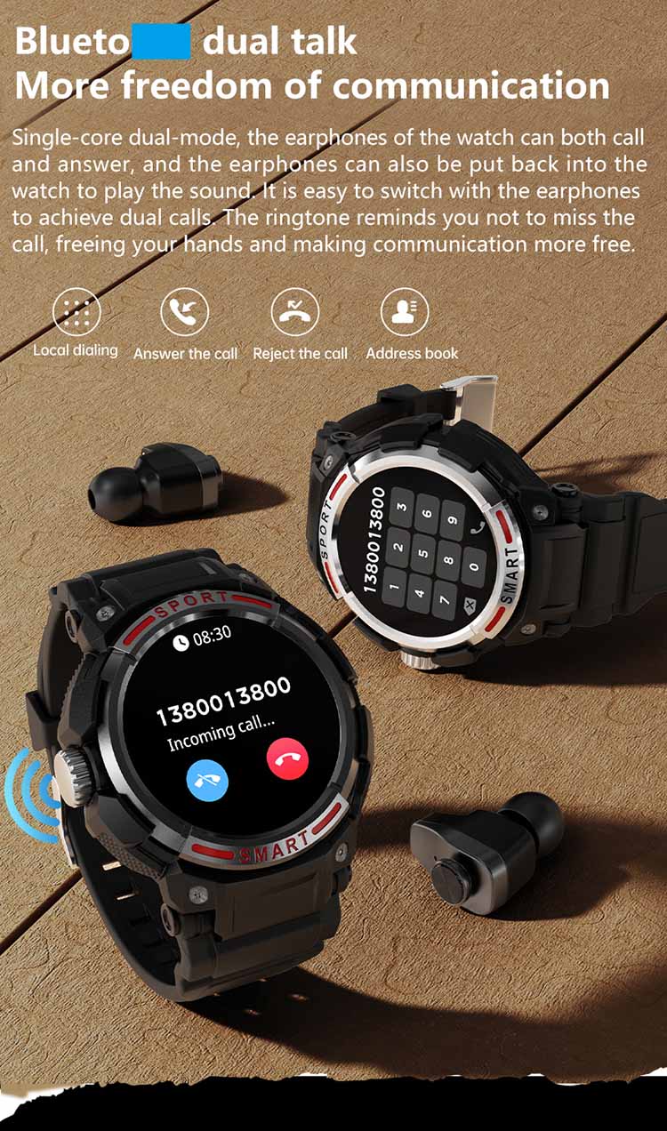 GT100 smart watch, GT100 smartwatch, 2 in 1 TWS smartwatch, GT100 smartwatch with earphones, GT100 smart watch with earbuds, health watch, fitness tracker, smart watch with earphone